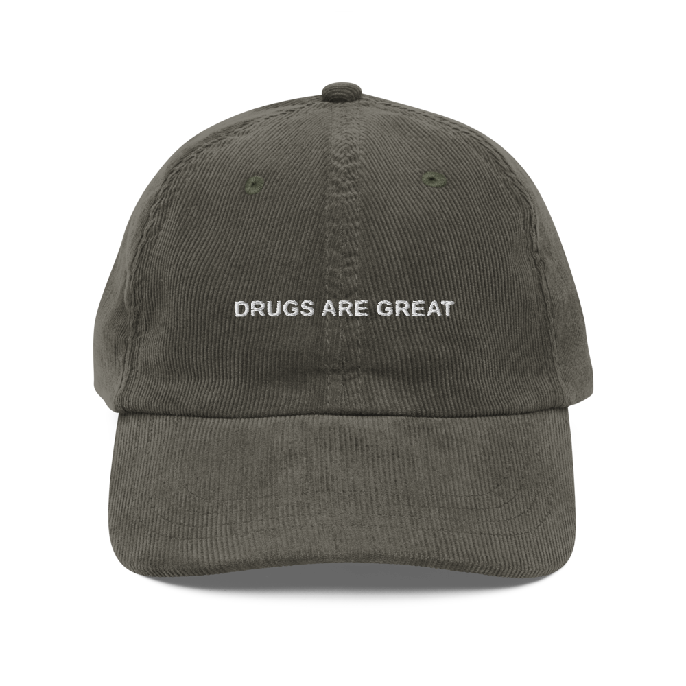 drugs are great — Vintage Corduroy Cap in olive