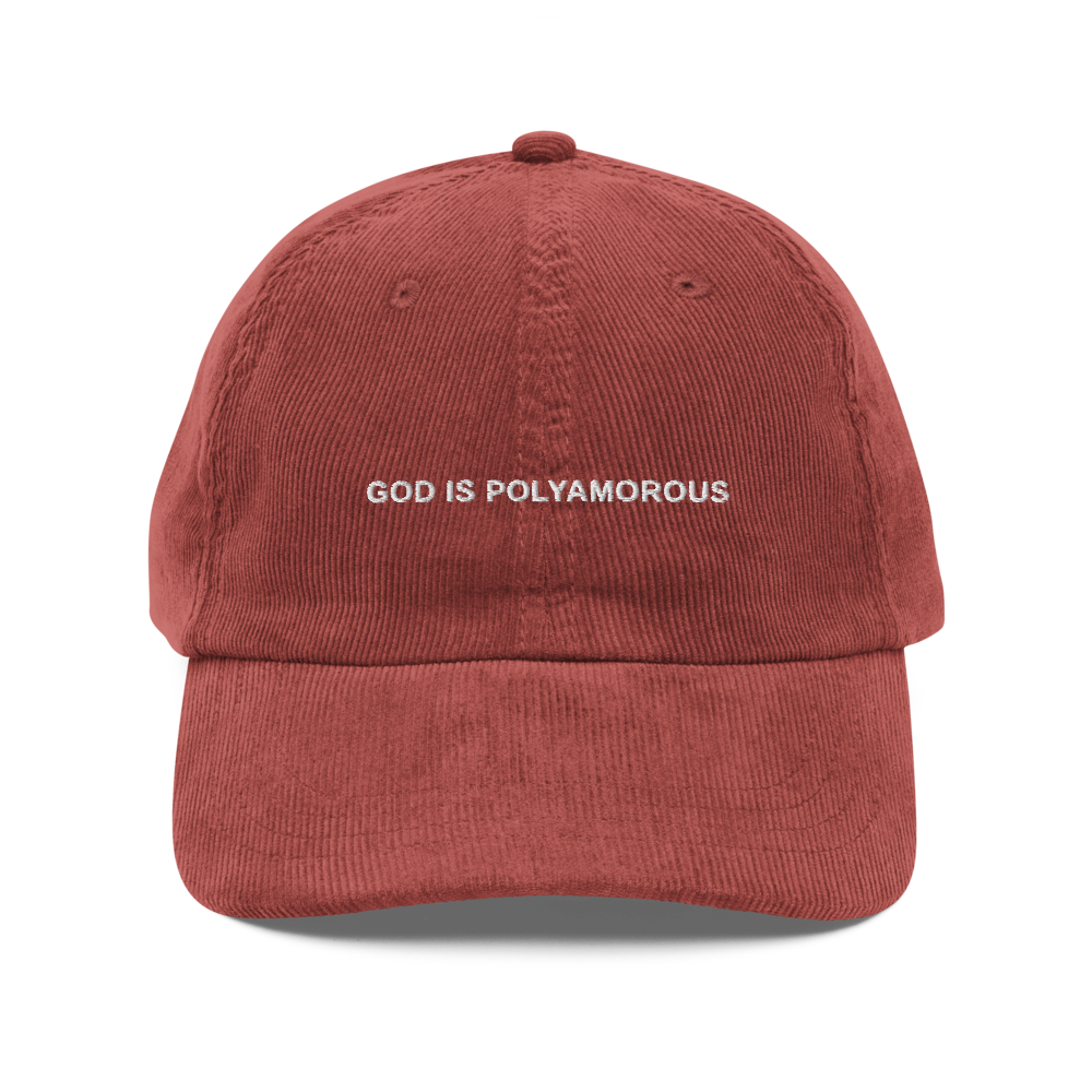 god is polyamorous — Vintage Corduroy Cap in burgundy