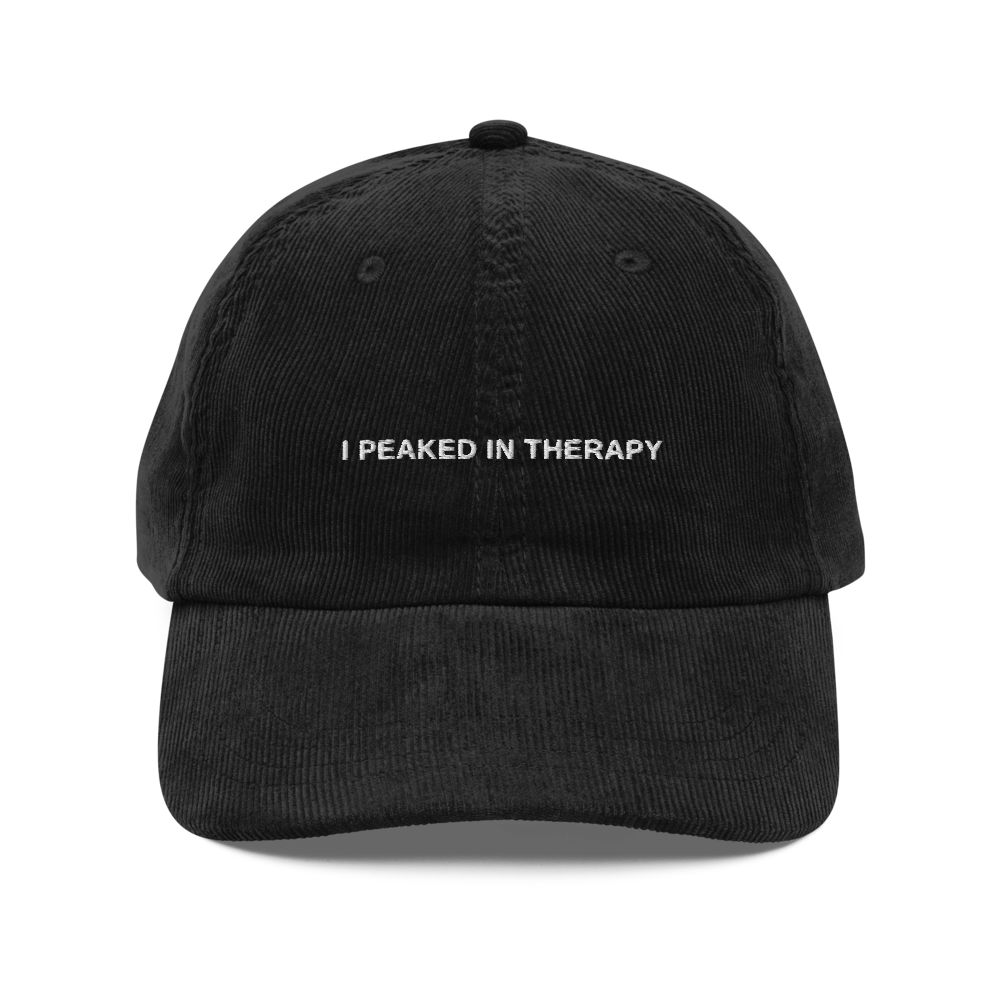 i peaked in therapy — Vintage Corduroy Cap in black